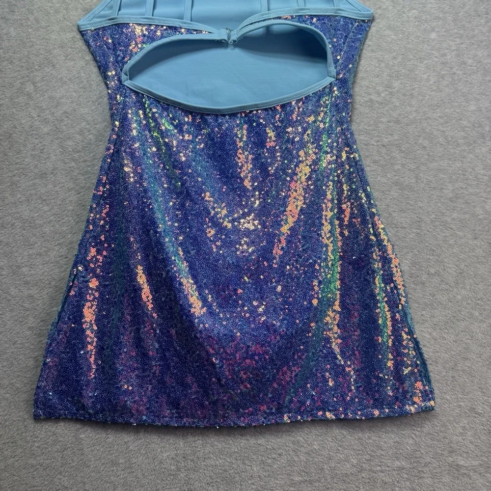 Revolution Dance Costume Blue Sequin Dress MA Medium Adult RC25762 Play Song